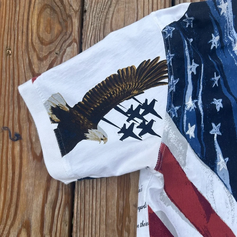 American Summer Polo Mens‎ Large All Over Print American Eagle Constitution USA - Picture 2 of 14